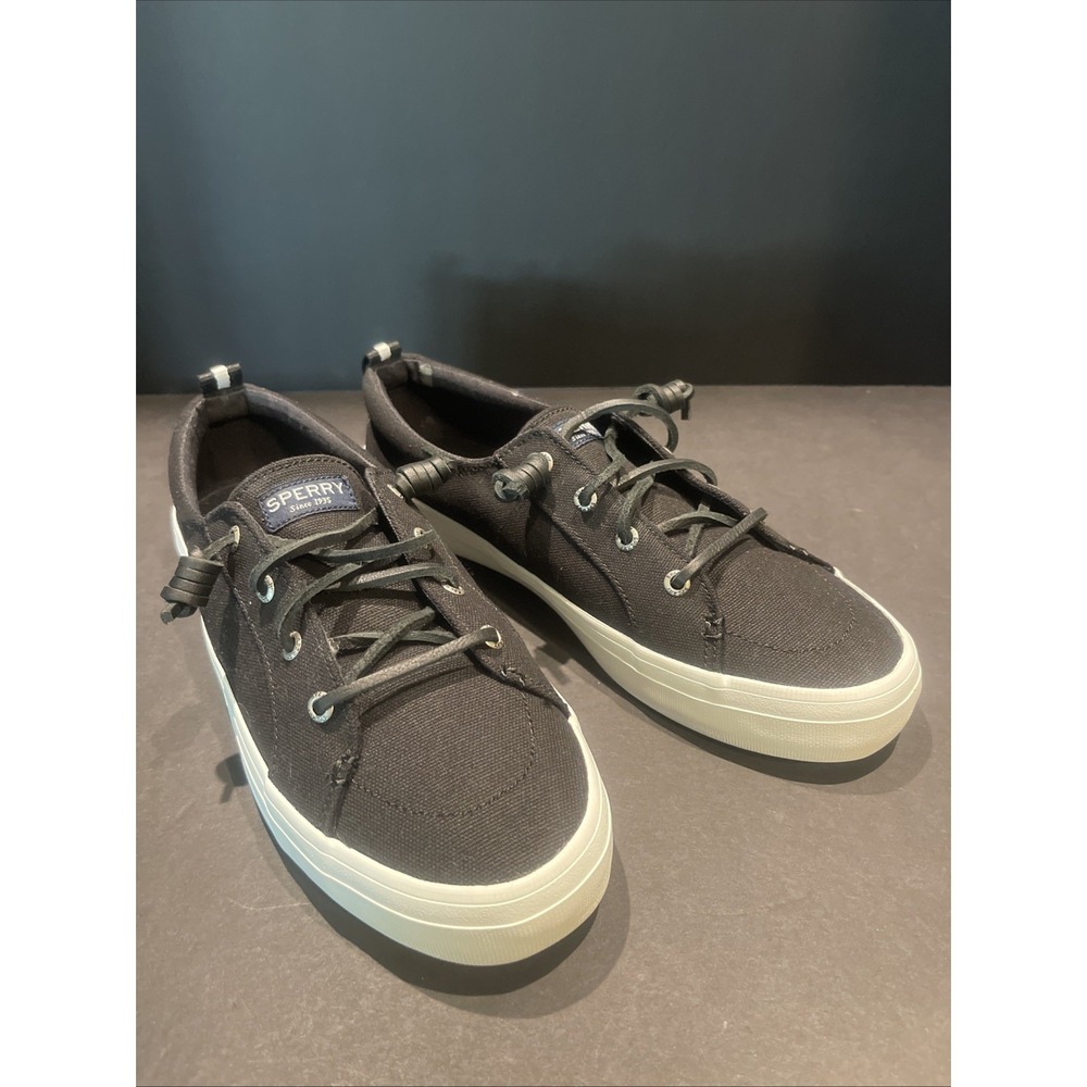Sperry Top Sider Womens Vibe Sneaker‎ Shoes Black STS99251 Lace Up Low Top 10M